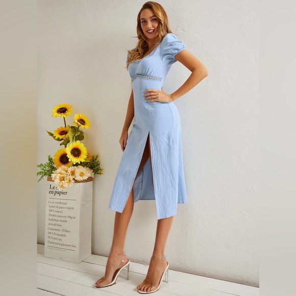***SOLD*** 🛌🪡 SBetro Blue Sweetheart Midi Dress 🪡🛌 Size Medium 10 BNWT - Picture 3 of 10